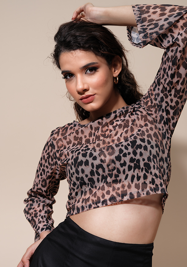 ZOEY BROWN PRINTED CROP TOP